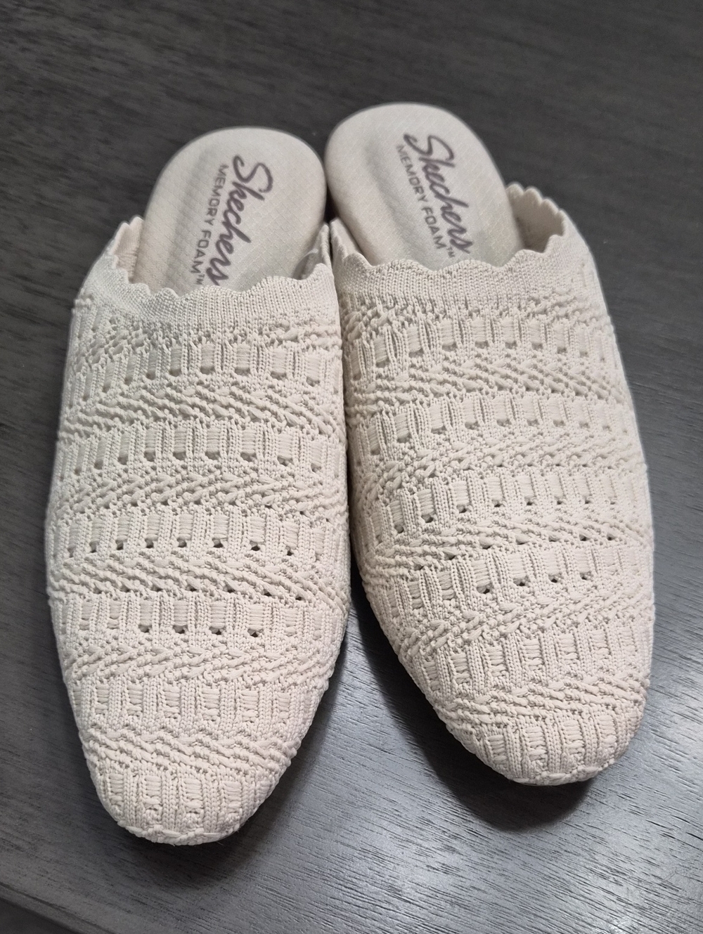 Skechers Women's Cream Knit Slip-On Mule - Memory Foam